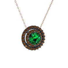 Lyra Kolye - Yeşil kuvars ve dumanlı kuvars 925 ayar siyah rodyum kaplama gümüş kolye (40 cm rose altın rolo zincir) #44cnmp