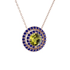 Lyra Kolye - Peridot ve lab safir 8 ayar rose altın kolye (40 cm gümüş rolo zincir) #4pmmbi