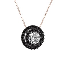 Swarovski ve siyah zirkon 925 ayar siyah rodyum kaplama gümüş kolye (40 cm gümüş rolo zincir)