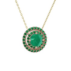 Lyra Kolye - Kök zümrüt ve yeşil kuvars 925 ayar rose altın kaplama gümüş kolye (40 cm altın rolo zincir) #5kir8r