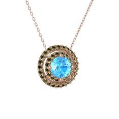 Akuamarin ve peridot 925 ayar rose altın kaplama gümüş kolye (40 cm rose altın rolo zincir)