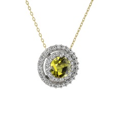Lyra Kolye - Peridot ve swarovski 14 ayar beyaz altın kolye (40 cm gümüş rolo zincir) #aoxnff