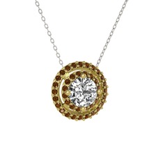 Lyra Kolye - Swarovski ve dumanlı kuvars 8 ayar altın kolye (40 cm beyaz altın rolo zincir) #bwml3b