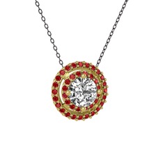 Swarovski ve garnet 14 ayar altın kolye (40 cm gümüş rolo zincir)