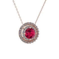 Lyra Kolye - Rodolit garnet ve pırlanta 8 ayar rose altın kolye (0.351 karat, 40 cm rose altın rolo zincir) #cuedpm