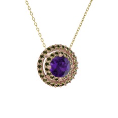Lyra Kolye - Ametist ve peridot 18 ayar rose altın kolye (40 cm altın rolo zincir) #cvj6nx