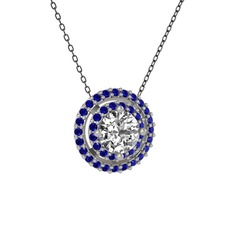 Lyra Kolye - Beyaz zirkon ve lab safir 925 ayar gümüş kolye (40 cm gümüş rolo zincir) #dmzpbs