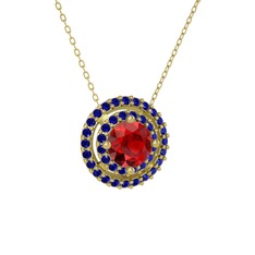 Lyra Kolye - Garnet ve lab safir 925 ayar altın kaplama gümüş kolye (40 cm altın rolo zincir) #dqy9a1