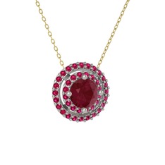 Lyra Kolye - Kök yakut ve rodolit garnet 925 ayar gümüş kolye (40 cm gümüş rolo zincir) #dzeh80
