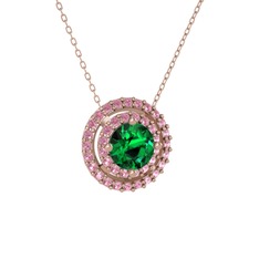 Lyra Kolye - Yeşil kuvars ve pembe kuvars 14 ayar rose altın kolye (40 cm gümüş rolo zincir) #e3qggx