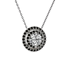 Lyra Kolye - Swarovski ve siyah zirkon 18 ayar beyaz altın kolye (40 cm gümüş rolo zincir) #fiqc7i