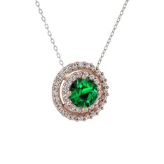 Lyra Kolye - Yeşil kuvars ve swarovski 8 ayar rose altın kolye (40 cm beyaz altın rolo zincir) #fos2fa