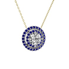 Lyra Kolye - Swarovski ve lab safir 925 ayar gümüş kolye (40 cm altın rolo zincir) #fuohaa