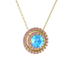 Lyra Kolye - Akuamarin ve pembe kuvars 14 ayar altın kolye (40 cm altın rolo zincir) #gesu1v