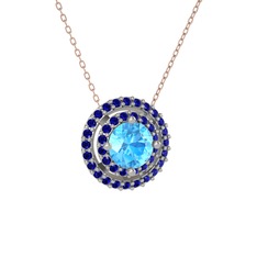 Lyra Kolye - Akuamarin ve lab safir 925 ayar gümüş kolye (40 cm rose altın rolo zincir) #hnsrp
