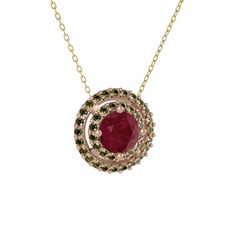Lyra Kolye - Kök yakut ve peridot 925 ayar rose altın kaplama gümüş kolye (40 cm altın rolo zincir) #i7btxo