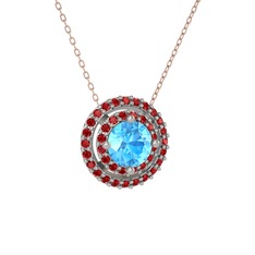 Lyra Kolye - Akuamarin ve garnet 18 ayar beyaz altın kolye (40 cm gümüş rolo zincir) #jhdbox