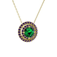 Lyra Kolye - Yeşil kuvars ve ametist 18 ayar altın kolye (40 cm altın rolo zincir) #ji7osv