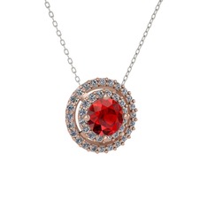 Lyra Kolye - Garnet ve pırlanta 925 ayar rose altın kaplama gümüş kolye (0.351 karat, 40 cm gümüş rolo zincir) #jlyb6u