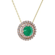 Lyra Kolye - Kök zümrüt ve swarovski 18 ayar rose altın kolye (40 cm altın rolo zincir) #jzrxe7