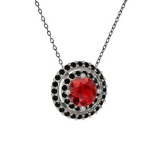 Lyra Kolye - Garnet ve siyah zirkon 18 ayar beyaz altın kolye (40 cm gümüş rolo zincir) #k7tydh