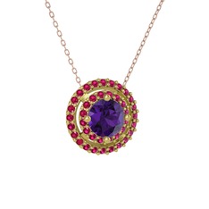 Lyra Kolye - Ametist ve rodolit garnet 925 ayar altın kaplama gümüş kolye (40 cm rose altın rolo zincir) #kqrvx6