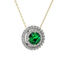 Lyra Kolye - Yeşil kuvars ve swarovski 14 ayar beyaz altın kolye (40 cm gümüş rolo zincir) #lv9brm