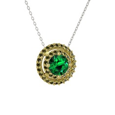 Lyra Kolye - Yeşil kuvars ve peridot 14 ayar altın kolye (40 cm gümüş rolo zincir) #m1uiak