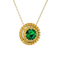 Lyra Kolye - Yeşil kuvars ve sitrin 14 ayar altın kolye (40 cm gümüş rolo zincir) #mwg493