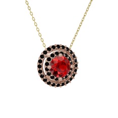 Lyra Kolye - Garnet ve siyah zirkon 925 ayar rose altın kaplama gümüş kolye (40 cm altın rolo zincir) #ohqghs