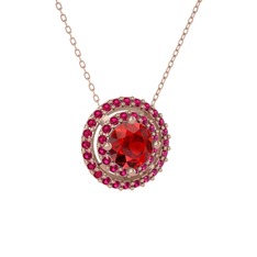 Lyra Kolye - Garnet ve rodolit garnet 18 ayar rose altın kolye (40 cm rose altın rolo zincir) #osj79p