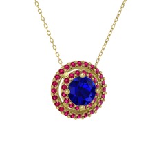 Lyra Kolye - Lab safir ve rodolit garnet 925 ayar altın kaplama gümüş kolye (40 cm altın rolo zincir) #p54uw6