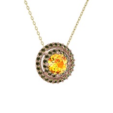 Lyra Kolye - Sitrin ve peridot 18 ayar rose altın kolye (40 cm gümüş rolo zincir) #p7r6q5