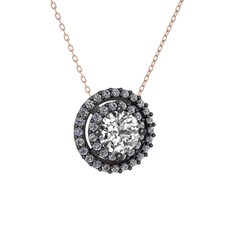 Lyra Kolye - Swarovski ve pırlanta 925 ayar siyah rodyum kaplama gümüş kolye (0.351 karat, 40 cm rose altın rolo zincir) #pfhoae