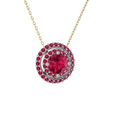 Lyra Kolye - Rodolit garnet 18 ayar beyaz altın kolye (40 cm altın rolo zincir) #r0u506
