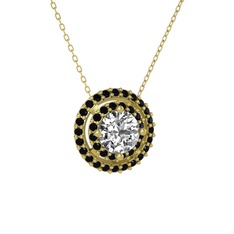 Lyra Kolye - Swarovski ve siyah zirkon 925 ayar altın kaplama gümüş kolye (40 cm altın rolo zincir) #rskp0s