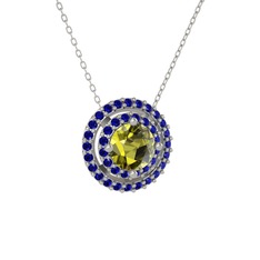 Lyra Kolye - Peridot ve lab safir 8 ayar beyaz altın kolye (40 cm beyaz altın rolo zincir) #s3zsjh