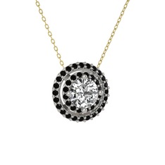 Lyra Kolye - Swarovski ve siyah zirkon 925 ayar gümüş kolye (40 cm altın rolo zincir) #sjg58l