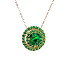 Lyra Kolye - Yeşil kuvars 8 ayar altın kolye (40 cm rose altın rolo zincir) #spdmry