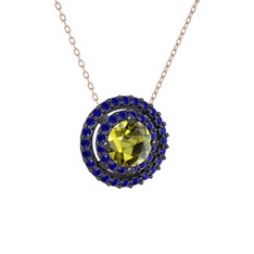 Lyra Kolye - Peridot ve lab safir 925 ayar siyah rodyum kaplama gümüş kolye (40 cm rose altın rolo zincir) #sux1hg