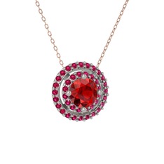 Garnet ve rodolit garnet 925 ayar gümüş kolye (40 cm rose altın rolo zincir)