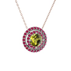 Lyra Kolye - Peridot ve rodolit garnet 925 ayar gümüş kolye (40 cm gümüş rolo zincir) #tbdnvq
