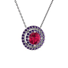 Lyra Kolye - Rodolit garnet ve ametist 925 ayar gümüş kolye (40 cm gümüş rolo zincir) #uzeh3u