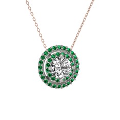Swarovski ve yeşil kuvars 925 ayar gümüş kolye (40 cm gümüş rolo zincir)