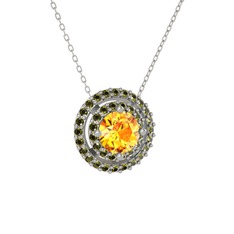 Lyra Kolye - Sitrin ve peridot 925 ayar gümüş kolye (40 cm gümüş rolo zincir) #yfglca