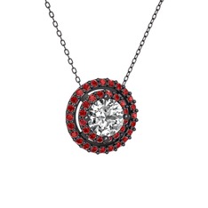 Lyra Kolye - Swarovski ve garnet 925 ayar siyah rodyum kaplama gümüş kolye (40 cm gümüş rolo zincir) #yhfcr5
