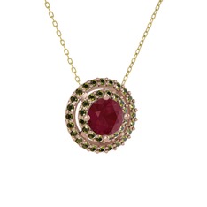 Lyra Kolye - Kök yakut ve peridot 14 ayar rose altın kolye (40 cm altın rolo zincir) #yxa72n