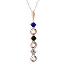Leilani Kolye - Lab safir, siyah zirkon ve beyaz zirkon 14 ayar rose altın kolye (40 cm gümüş rolo zincir) #10eqd5i