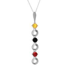 Leilani Kolye - Sitrin, siyah zirkon ve garnet 14 ayar beyaz altın kolye (40 cm beyaz altın rolo zincir) #10zjkf0