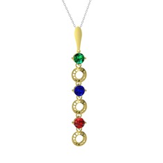 Leilani Kolye - Yeşil kuvars, lab safir ve garnet 8 ayar altın kolye (40 cm gümüş rolo zincir) #11gnm7i